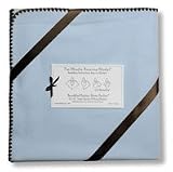 Ultimate Receiving Blanket - Solid Pastel Blue with Brown Trim
