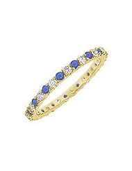 Sapphire and Diamond Eternity Bangle : 14K Yellow Gold - 6.00 CT TGW