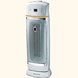 Honeywell 1500W Oscillating Ceramic Heater, 9-3/8 x 9-1/2 x 22-3/4, Chrome/Gray