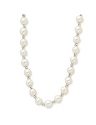 Sterling Silver White Cultured Pearl Necklace - QH1084-16"
