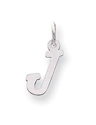14k Gold White Gold Small Script Initial J Charm