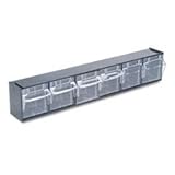 Deflecto 20604OPU Six-bin horizontal tilt bin storage system, 23-5/8w x 3-5/8d x 4-1/2h, black