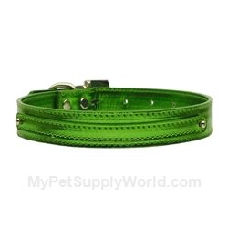 Metallic Two Tier Dog Collar - Emerald Green, Large 3/8