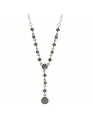 Sterling Silver Genuine Marcasite Rolo Link Y Necklace