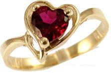Yellow Gold Plated, Stylish Solitaire Style Modern Heart Design Ring with Lab Created Colored Birthstone
