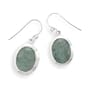 Oval Genuine Rough Cut Emerald Sterling Silver Earrings