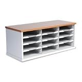 Buddy Products 1231-32 Recycled steel 12-bin tabletop mail/literature sorter, platinum/oak laminate top