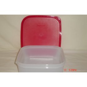 Tupperware Modular Mates Square Bowl 5 Cups Passion Red by Tupperware