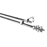BCL Product Sourcing 58DFL48S Fleur-di-Lis Double Curtain Rod- Antique Silver Finish- 48-inch to 86-inch- 0.62-inch Diameter Pole