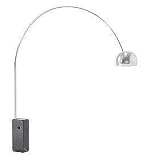 Black Arco Floor Lamp with Cube-Shaped Marble Base