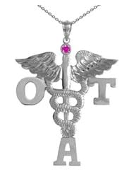 NursingPin - Occupational Therapist Assistant OTA Pin with Ruby in Silver