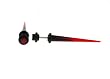Fake Acrylic Taper - Black and Red with Red Star Logo - 16g Wire Stud - 6 Gauge - 41mm Length - Sold as a Pair