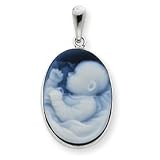 14k White Gold New Arrival III Baby Agate Cameo Pendant