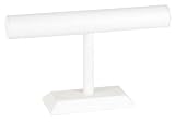 KCF 49136 Jewelry T-Bar Display for Necklace and Bracelets, White Leatherette, 7 Inches High