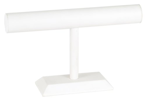 KCF 49136 Jewelry T-Bar Display for Necklace and Bracelets - White Leatherette - 7 Inches High