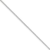 14k White Gold 1mm Spiga Chain Anklet - 10 Inch