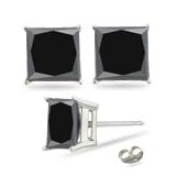 1 4 Cts Black Diamond Stud Earrings in 14K White Gold