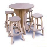 IMAGE OF Leisure Accents Bistro Set, 30-Inch Round with 4 Stools, Redwood/Beige