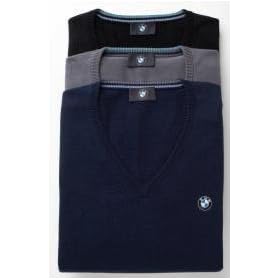 BMW Men's V Neck Sweater Black Large