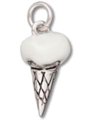Genuine Raposa Elegance (TM) Enamel Vanilla Ice Cream Cone Charm Pendant (16 x 8 mm). 100% Satisfaction Guaranteed.