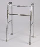 Walker - This medical geriatric walker has a single button to fold. Weight capacity 250 pounds. This functional lightweight walker is adjustable in 1 increments.