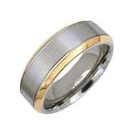 8mm Men's Bold Polish Finish Wedding Band with Tapered Gold