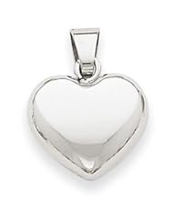 14k Gold White Gold Puffed Heart Pendant