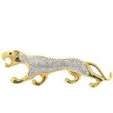 18kt Over Sterling Silver Genuine Diamond and Ruby Jaguar Brooch