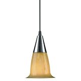 Brushed Nickel Mini Pendant W/Amber Glass