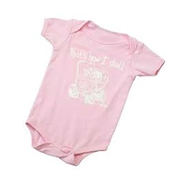Hustler Apparel HOW I STROLL Baby Onesie in Pink