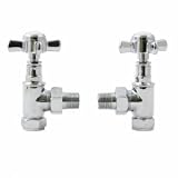 Trueshopping Chrome Traditional Towel Radiator Rail Valves Angled Pair PACK OF 24 PAIRS