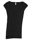 Bella Women's 4 oz. Sheer Rib Cap Sleeve Deep V-Neck T-Shirt