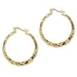 .925 Silver with 14k Overlay Hammered Hoop Earrings-Medium