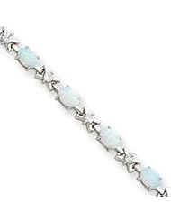 Sterling Silver White Created Opal and CZ Bracelet