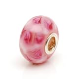 Abstract Pink and White Crisscross Pattern European Murano Glass Bead Charm Fit Pandora Biagi Chamilia Trollbead Bracelets