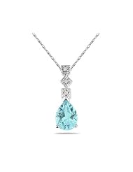 Aquamarine and Diamond Antique Pendant in 14K White Gold