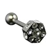 316 Surgical Stainless Steel Barbell with Clear CZ Sold as a Pair