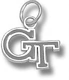 Georgia Tech Yellow Jackets Solid Sterling Silver ''GT'' 3/8'' Enamel Pendant