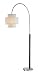 Arc Floor Lamp in Black Genuine Leather with Chrome Accent