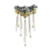 Sterling Silver Peridot Gold Pearl Lime Crystal Pin