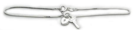 Childrens Toyshop  Jewelry : Lock & Key Anklet in Sterling Silver and Box Chain