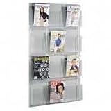 Safco 5602CL Clear Plastic Literature Display Wall Rack for 12 Magazines, 30w x49h