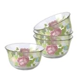 Pfaltzgraff Tea Rose Hand-painted Glass Dessert Bowls, Set of 4
