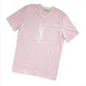 YSL Logo V neck Tee Pink Large