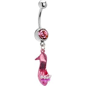 Pink FUZZY FANTASY Sandal STILETTO High Heel Dangle Belly Ring