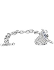 Clevereves Sterling Silver 3D Cz Hersheys Kiss Charm Bracelet
