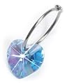 Blomdahl Titanium Sleeper Earrings with Hanging Heart - Aquamarine