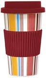 CR Gibson Iota Porcelain Ready To Go Travel Mug, Band Of Colors Design, 16-Ounce