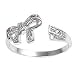 Sterling Silver Fashion Toe Ring - Ribbon with Clear and Pink CZs - 2mm Band Width