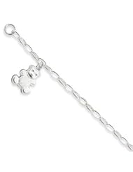 Sterling Silver Baby Bracelet w/Dangling Silver Bear